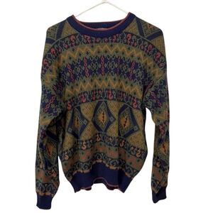 Atlantic Traders XL Multi-Color Sweater Geometric Crewneck Grandpacore‎ Retro